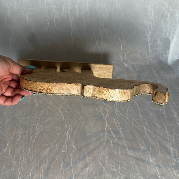 Home Decor Table Top Bead Embellished Wood Figurine Elephant Art Accent - Picture 14 of 16